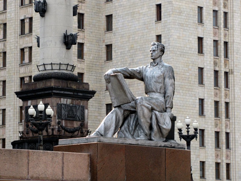 The sights of the main building of the university: Sculptures of architect Vera Mukhina, the author...