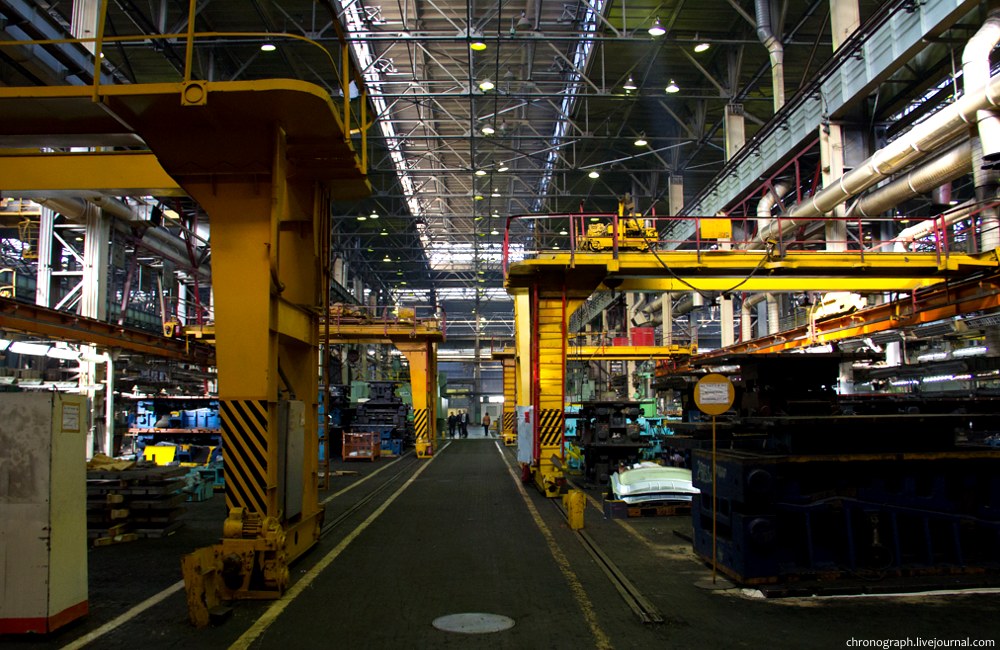 This is a place where plain steel sheets turn into auto body parts. Those workshops are huge and it...