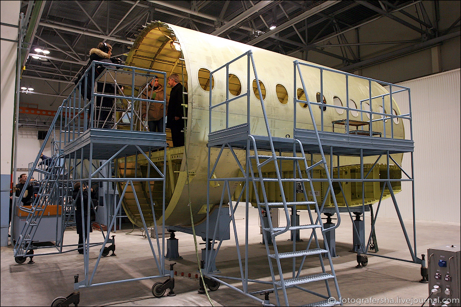 A part of the aiplane's fuselage.